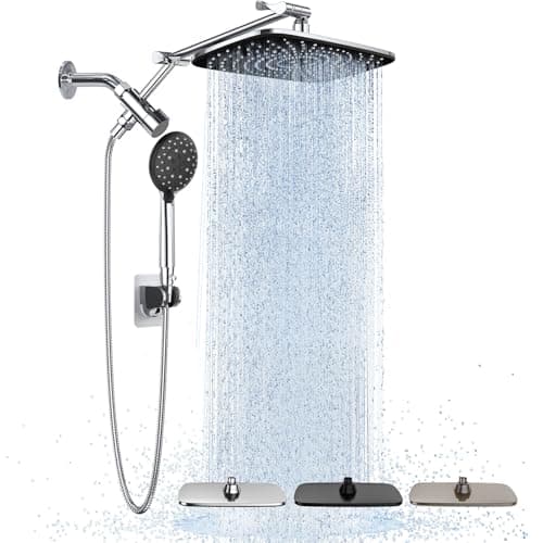 Best Showerheads #5 from Veken Veken Wide High Pressure Rain Shower Head with Handheld, Handheld Shower Heads with Multi Spray Modes, Rainfall Combo with 15" Metal Extension Arm,Detachable Dual Shower, Bathroom Decor,Chrome Silver
