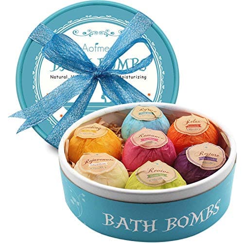 Best Bath Bombs #2 from Aofmee Aofmee Bath Bombs, 7pcs Bubble Bath Bombs for Women, Natural Handmade Fizzies Gift Set, Spa Organic Bathbombs for Kids, Essential Oil Personal Care Bath Gift for Birthday Mothers Day Christmas