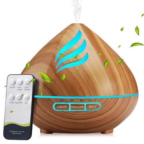 Best Diffusers for Essential Oils #6 from JcrAsZZF Essential Oil Scent Diffuser: 500ML Aroma Diffuser with Remote Control, Large Fragrance Aromatherapy Diffuser, Mist Humidifier with 14 Colors LED Lights and Auto-Off for Bedroom & Home