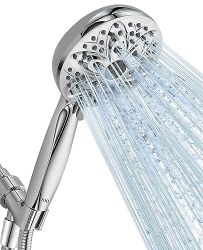 Best Showerheads #8 from JDO 6-Setting Shower Head with Handheld, JDO High Pressure Hand held Shower Head, 4.7 Inch Chrome Detachable Showerhead Set with 59 Inch Stainless Steel Hose and Adjustable Showerhead Holder