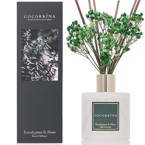 Best Reed Diffuser Sets #2 from COCORRÍNA Cocorrína Reed Diffuser Sets- Eucalyptus & Moss Scented Diffuser with Sticks Home Fragrance Reed Diffuser for Bathroom Shelf Decor