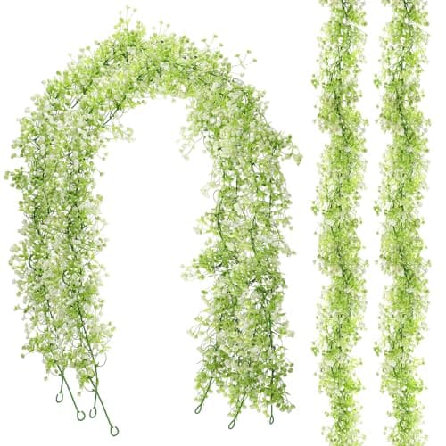 Best Spring Garlands #5 from Aeaocvo Aeaocvo 2 Pcs 5.6 Ft Baby Breath Garlands, Artificial Floral Garland for Table Backdrop, Real Touch Babys Breath Garland for Wedding, Party, Home Decor, Spring Flower Vines