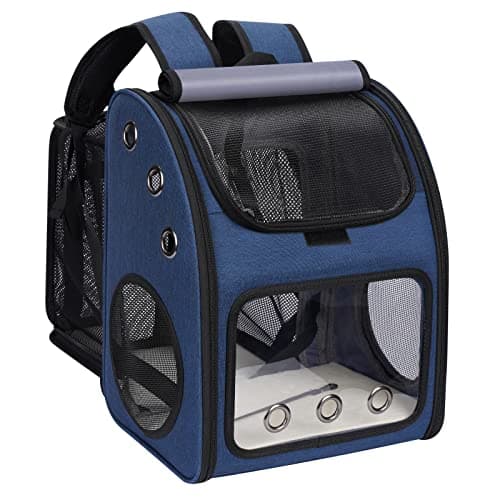 Best Portable Pet Carrier Backpackы with Ventilation #1 from COVONO COVONO Expandable Pet Carrier Backpack for Cats, Dogs and Small Animals, Portable Pet Travel Carrier, Super Ventilated Design, Airline Approved, Ideal for Traveling/Hiking/Camping, Blue