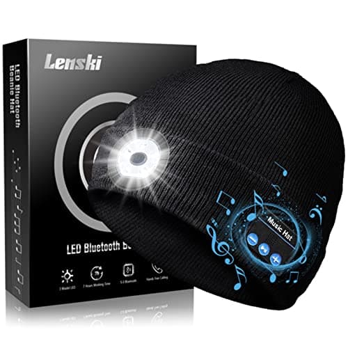 Best Christmas Gifts for Brother #4 from Lenski Lenski Stocking Stuffers for Men Adults, Dad Gifts for Men, Bluetooth Beanie Hat for Mens, Mens Gifts for Dad Him Grandpa Black