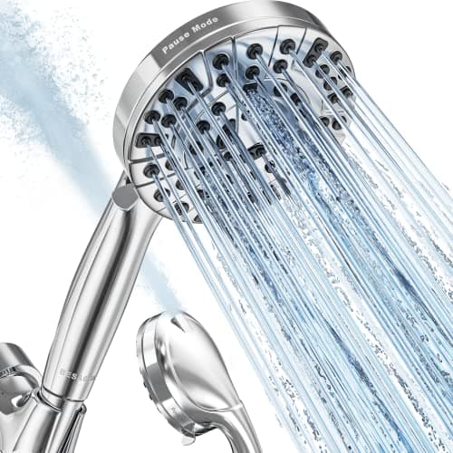 Best Showerheads #6 from BESAQUO BESAQUO Shower Head,10 Functions High Pressure shower head with handheld, Built-in Pause Mode & 2 Power Wash, Non-Clogging Nozzles High Flow Hand Held Shower Head, Leakproof 6.5ft Hose&Metal Bracket