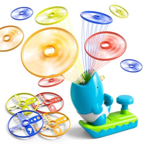 Best Flying Discs #10 from WATUDOU WATUDOU 15 PCS Flying Disc Launcher Outdoor Indoor Game Toys Gifts for 3 4 5 6 7 Year Old Boys Kids, Outdoor Outside Game Toys for Boys Girls Ages 3-5 4-8, Ideal 3 4 5 6 Year Old Birthday Gifts