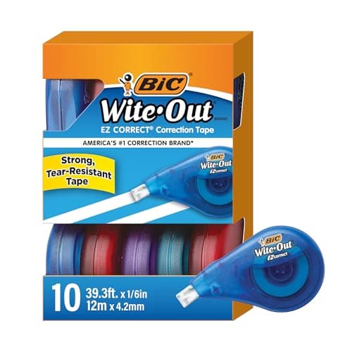 Best Correction Tapes #8 from BIC BIC Wite-Out EZ Correct Tear-Resistant Correction Tape with 39.3 ft of Tape, 10-Count Pack in White