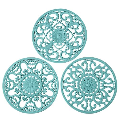 Best Kitchen Trivets #6 from colinda Extra Thick Silicone Trivet Mat for Hot Dishes, Hot Pots and Pans, Pot Holder, Hot Pad to Portect Your Table and Countertop, Kitchen Decor and Accessories,Turquoise,Set of 3