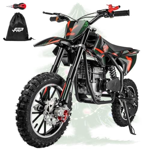 Best Dirt Bikes for Kids #1 from FRP FRP FX40-Ogemaw Kids Dirt Bike, 40CC 4-Stroke Gas Powered Mini Dirt Bike, 20 MPH Max Speed, Easy Pull Start, No Oil Mixing, Front & Rear Disc Brakes, 132 LBS Capacity (Black)