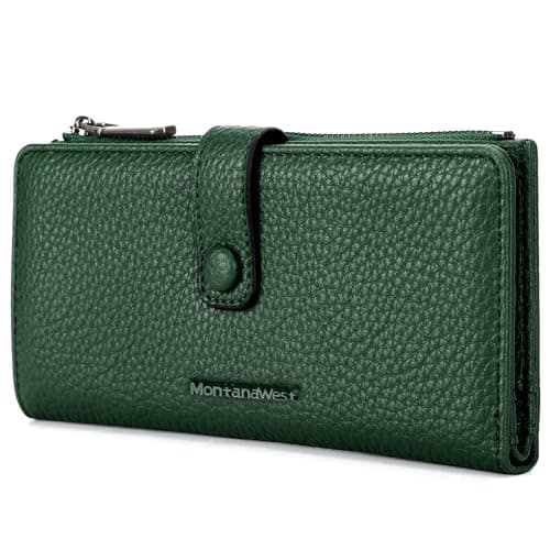 Best Green Wallets #3 from Montana West Montana West Women's Wallet Long Bifold Card Holder RFID Blocking with Zipper Coin Pocket