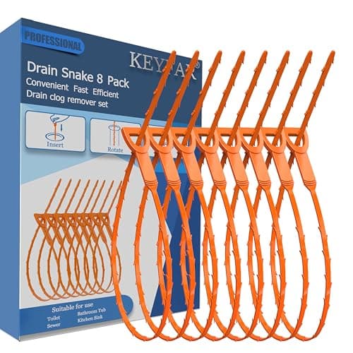 Best Drain Tools #6 from KeyFar 8 Pack 25inch Drain Snake Clog Remover, Drain Hair Remover, Sink Snake Drain Auger Cleaner Tool For Bath Tub, Toilet, Kitchen Sink, Sewer