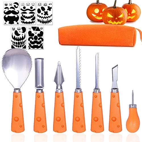 Best Pumpkin Carving Kits #1 from Taspire Taspire 7 Packs Pumpkin Carving Kit with Stencils, (Halloween Pumpkin Carving Tools Set)