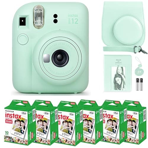 Best Fujifilm Cameras for Beginners #5 from Fujifilm Fujifilm Instax Mini 12 Instant Camera Mint Green and Fuji Film Value Pack (60 Sheets) Bundle with Sturdy Tiger Accessories, Carrying Case, Photo Album 64 Pockets