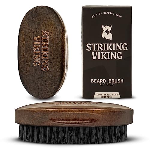 Best Beard Brushes #5 from Striking Viking Striking Viking Beard Brush for Men - 4.3-Inch Beech Wood Handle, Brown - Boar Bristle Beard Brush, Travel Size Detangler & Static Reducer