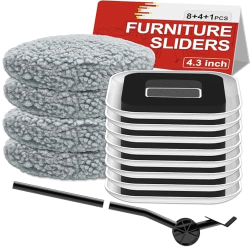 Best Sliders for Furniture #8 from Kiss Core New Upgrade Furniture Sliders, Multi-Surface 3-in-1 Furniture Movers Sliders, Heavy Moving Pads with 8PCS 4.3" Carpet Sliders+4PCS Hard Floor Socks+1 Lifter, Protect Floor and Easily Move Furniture