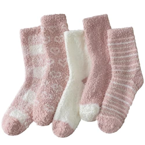 Best Pink Fuzzy Socks #6 from Tavaleu Tavaleu Fuzzy Socks for Women, Winter Soft Fluffy Socks Women, Warm Cozy Sock Home Sleeping Slipper Sock