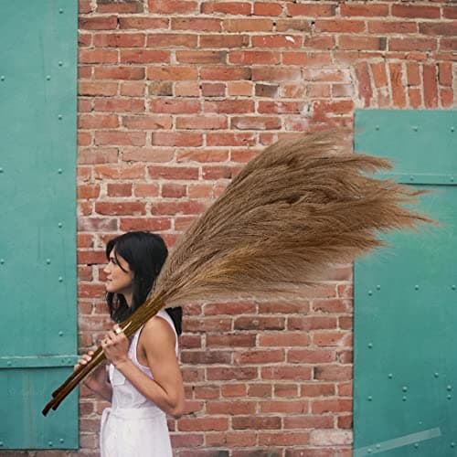 Best Pampas grasses #2 from Gusaloo Gusaloo Artificial Faux Pampas Grass Large, 47"/120cm Bundle of 3 Fake Artificial Pampas Grass Decor Tall Fluffy Stems, Floor Vase Filler for Living Room Kitchen Decor Boho Decor Wedding - Brown