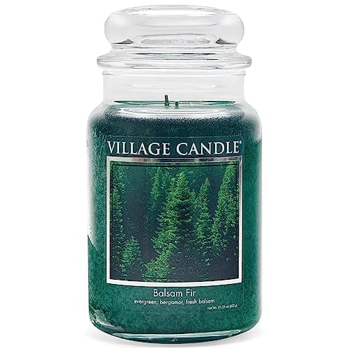 Best Green Candles #9 from Village Candle Village Candle Balsam Fir Large Apothecary Jar, Scented Candle, 21.25 oz., Green
