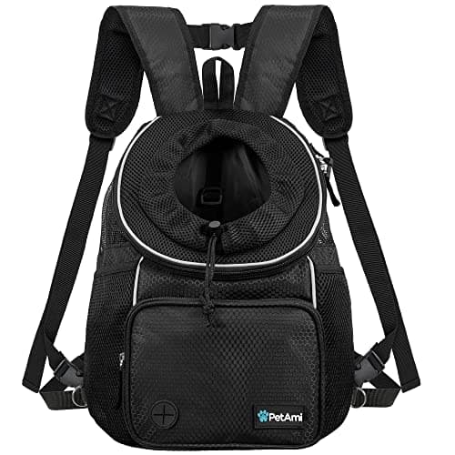 Best Portable Pet Carrier Backpackы with Ventilation #9 from PetAmi PetAmi Dog Front Carrier Backpack, Adjustable Dog Pet Cat Chest Carrier Backpack, Ventilated Dog Carrier for Hiking Camping Travel, Small Medium Dog Puppy Large Cat Carrying Bag, Max 15 lbs, Black