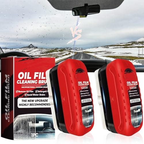 Best Oil Film Cleaning Brushes #4 from MAUSGAAV MAUSGAAV New 2-Pack Automotive Oil Film Cleaning Brush, Oil Film Remover for Car Windshield, Car Window Glass Cleaning Board, Universal Anti-Rain Fog Cleaning Glass Brush, Red