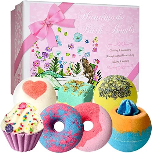 Best Bath Bombs #5 from STNTUS INNOVATIONS STNTUS INNOVATIONS Bath Bombs, 7 Natural Bath Bomb Gift Set, Handmade Bubble Bathbombs for Women Kids, Gifts for Mom Her Girlfriend, Mothers Day Gifts, Birthday Valentines Christmas Gifts for Women