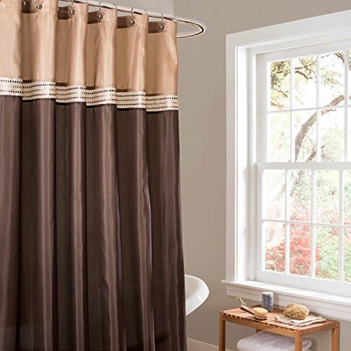 Best Brown Shower Curtains #5 from Lush Decor Lush Decor Terra Shower Curtain Single 72" W x 72" L Beige & Brown - Fabric Shower Curtains for Bathroom - Neutral Bathroom Curtain - Modern Glam Décor