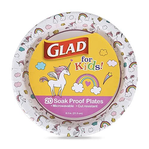 Best Pink Paper Plates #10 from Glad Glad for Kids Unicorn Theme Round Disposable Paper Plates - Heavy Duty, Soak Proof, Microwavable Plates with Unicorns Design for All Occasions, 8.5 Inch, 20 Count