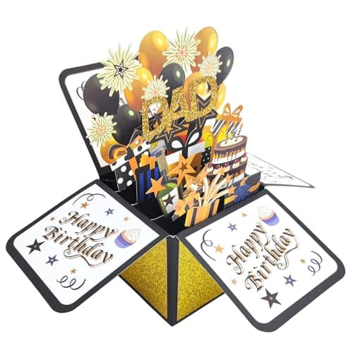 Best Birthday Gifts for Father #3 from Asmallgf Asmallgf Cool Mens Birthday Gifts for Dad, Happy Daddy Birthday 3D Card from Daughter Son, Funny 40th 50th 60th 70th 80th Birthday Decorations for Father