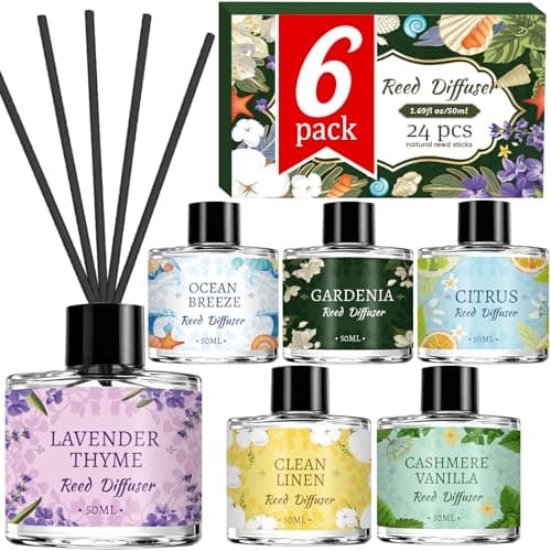 Best Reed Diffuser Sets #3 from Vetuslumen Vetuslumen 6 Pack Reed Diffuser Sets, Essential Oil Reed Diffusers for Home with 24 Sticks, Long Lasting Scent, Gift Ready Fragrance Diffuser for Bedroom, Bathroom, Office, Home Decor (1.69oz Each)