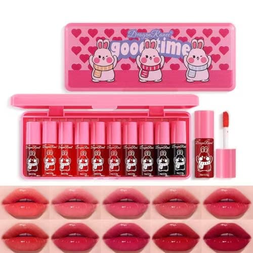 Best Lip Tints #10 from Eakroo Eakroo 10 Colors Lip Tint Stain Set, Korean Lip Gloss Watery Lip Stain Moisturizing Mini Liquid Lipstick Set, Blush for Cheeks, Lipstick for Women, Non-Stick Cup, Long-Lasting, Vivid Color (Set B)