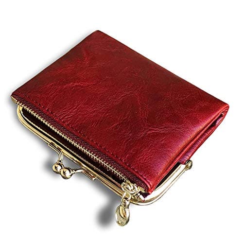 Best Red Wallets #8 from AOXONEL AOXONEL Womens Wallet Small Rfid Ladies Compact Bifold Leather Vintage Coin Purse With Zipper and Kiss Lock (Red)