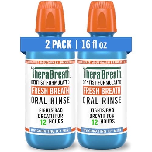Best Mouthwashes #4 from TheraBreath TheraBreath Fresh Breath Mouthwash, Icy Mint Flavor, Alcohol-Free, 16 Fl Oz (Pack of 2)