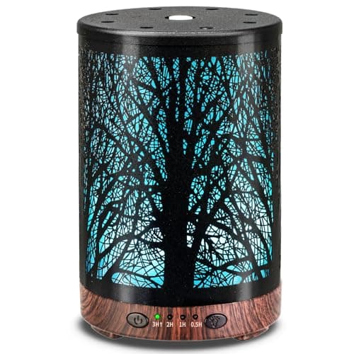 Best Diffusers for Essential Oils #10 from JOYOLO JOYOLO Essential Oil Diffuser 120ML Metal Aromatherapy Diffuser, Cool Mist Humidifier with Auto Shut-Off Protection 7 Color Lights for Home Office Spa (Tree)
