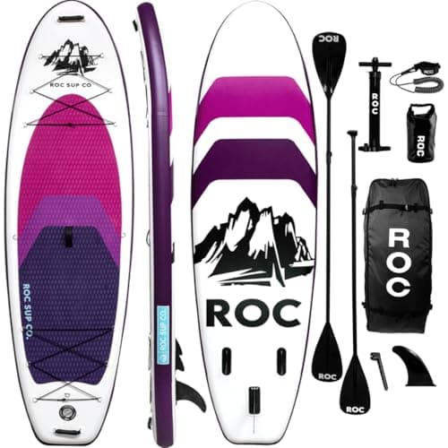 Best Paddle Boards #7 from Roc Roc Inflatable Stand Up Paddle Board 10' 6" with Premium SUP Paddle Board Accessories, Wide Stable Design, Non-Slip Comfort Deck for Youth & Adults (Violet)