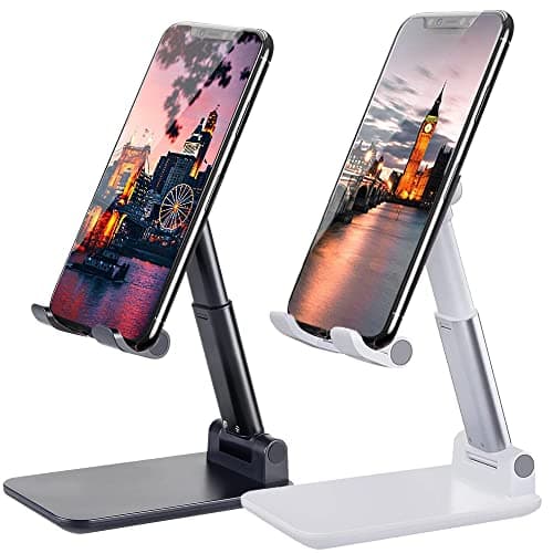 Best Phone Stands #5 from Meetuo Meetuo 2 Pcs Cell Phone Stand, Adjustable Angle Height Phone Stand for Desk, Fully Foldable/Portable Phone Holder, Compatible for iPhone 16/15/14/13/12/Smartphones