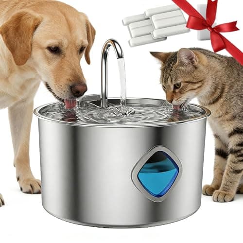 Best Cat Water Fountains with Triple Filtration #8 from Vetiflow Vetiflow Dog Water Bowl, Triple Filtration System, 3.2L Capacity, Continuous Circulating Water Flow, Quiet Operation Stainless Steel Dog Water Fountain with Visual Water Level for Dogs Cats Pet (1PCS)