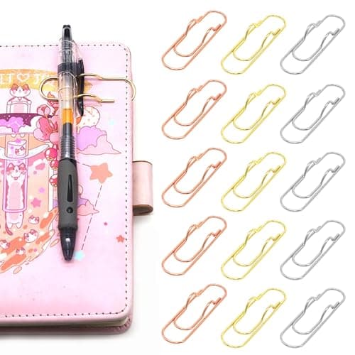 Best Paper Clips #3 from Zrwcvxy Zrwcvxy Colorful Metal Pen Clips, 15 Pack Paperclip Holders for Notebooks and Papers, Planner Accessories School Office Supplies (5 Gold, 5 Silver, 5 Rose Gold)