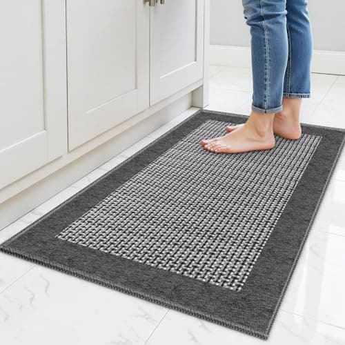Best Rugs for Kitchen #3 from StepRite StepRite Kitchen Rugs, Kitchen Mats for Floor, 32"x20" Non-Slip Machine-Washable Kitchen Throw Rug, Absorbent Kitchen Runner Rugs Office, Kitchen Sink Standing Desk Mat, Kitchen Decor Carpet, Grey