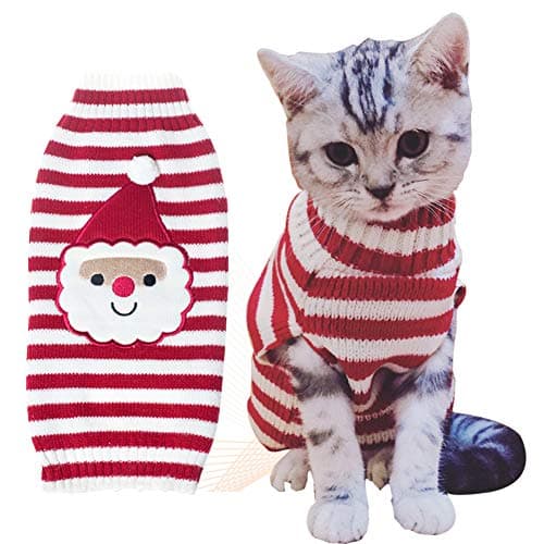 Best Cat Clothes #1 from BOBIBI BOBIBI Cat Sweater Christmas Santa Claus Pet Cat Winter Knitwear Warm Clothes Medium