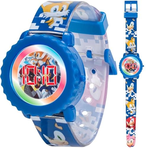 Best Digital Watches for Kids #5 from Accutime Sonic The Hedgehog Kids Digital Watch – Flashing LED Light-Up Display, Easy-to-Read Time, Adjustable Strap, and Sonic Character Design – Fits Wrists from 5.5" to 8"