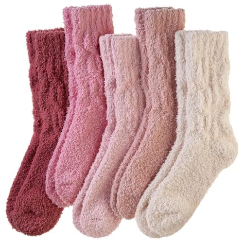 Best Pink Fuzzy Socks #5 from WEVIAS WEVIAS Womens Fuzzy Socks Slipper Fluffy Comfy Cozy Winter Soft Warm Fleece Cabin Plush Sleep Socks (Pink Series)