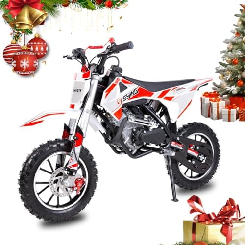 Best Dirt Bikes for Kids #6 from SYING SYING 58CC 4-Stroke Kids Dirt Bike, Pro Engine Gas Dirt Bikes for Kids 8-14, Pull Start Motorbike, 10" Wheels Up to 21.75 Mph,Max Load 143 LBS, Mini Moto Gift for Child Teens, W/EPA Approved, Red