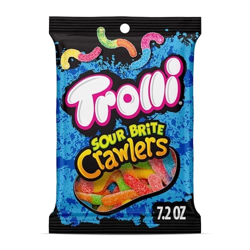 Best Sour Candies #9 from Trolli Trolli Sour Brite Crawlers, Candy, Cherry-Lemon, Strawberry-Grape & Orange-Lime, Sweet and Sour, Gummy Worms, 7.2 oz