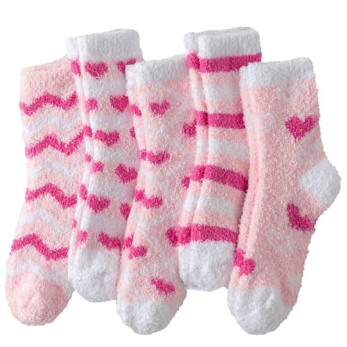 Best Pink Fuzzy Socks #7 from Tavaleu Tavaleu Fuzzy Socks for Women, Fluffy Socks Women, Winter Cozy Sock, Warm Slipper Home Sleeping Sock for Womens