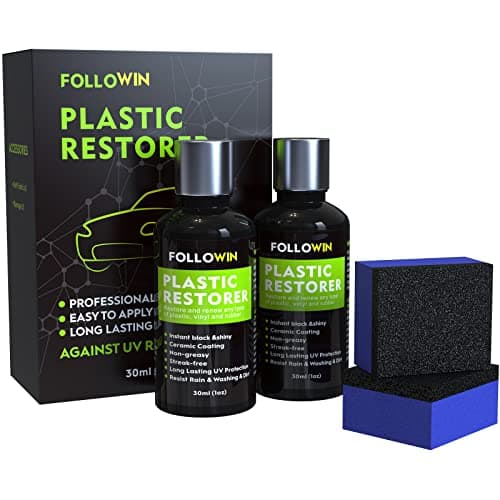 Best Plastic Restorers #8 from FOLLOWIN FOLLOWIN Plastic Restorer for Cars, Plastic Coating Exterior Black Trim Restorer, Ceramic Coating, Resists Water, Dirt, Not Dressing, Highly Concentrated, 60ml