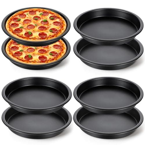 Best Pizza Pans for Oven #6 from Lyksgir Lyksgir 8 Pack Pizza Pan, Deep Dish Pizza Pan, Non Stick Carbon Steel Baking Pans, Round Pizzas Plates, Pizzas Baking Tray, Non-Stick Bakings Sheet for Home Kitchen, Dishwasher Safe(7.8in)