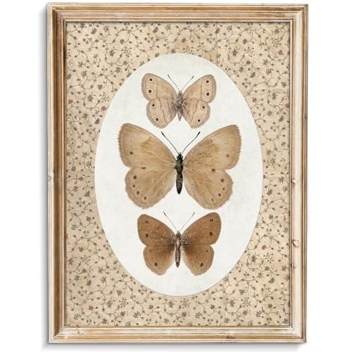 Best Vintage Decors #4 from uniro uniro Vintage Butterfly Canvas Wall Art, Bedroom Bathroom Shelf Retro Butterfly Illustration Room Decor, Canvas Prints, Posters Wall Decor Antique Paintings Home Farmhouse Wall Decor