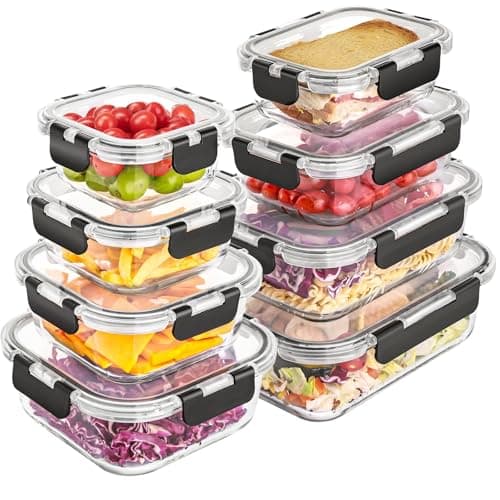 Best Glass Food Storage Containers #8 from Liuruiyu Liuruiyu 8 Pack Glass Food Storage Containers with Lids, Meal Prep Containers, Airtight Bento Boxes with Leak Proof Locking for Microwave, Oven, Freezer and Dishwasher, BPA Free