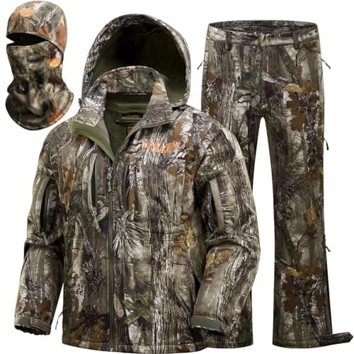 Best Hunting Clothes for Men #6 from NEW VIEW NEW VIEW Camo Hunting Clothes for Men, Quiet Warm Fleece Lining, Cold Weather Deer Hunting Jacket and Pants with Face Mask