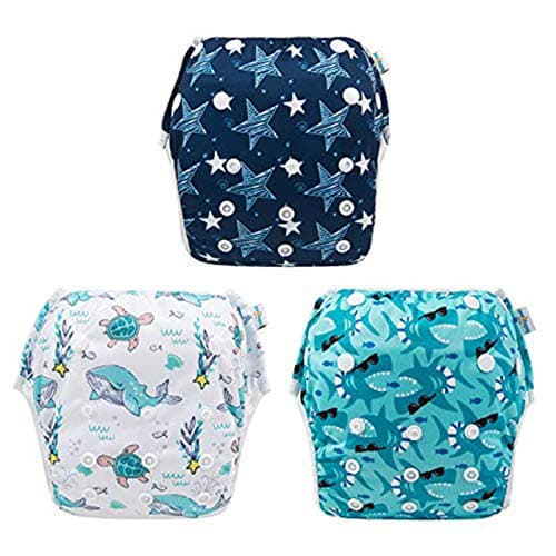 Best Reusable Swim Diapers #9 from babygoal Babygoal Baby & Toddler Boy and Girl Swim Diapers, Reusable Adjustable Washable One Size Fits 6M-3T Gifts and Swimming Lessons 3 Pack 3ZSD07
